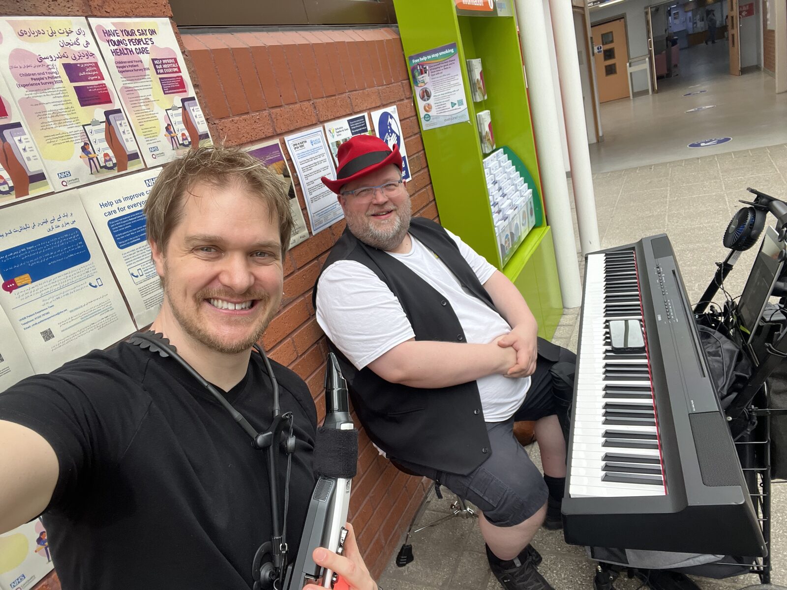 Tri Tones duo performing at UHDB Queen's Hospital Burton