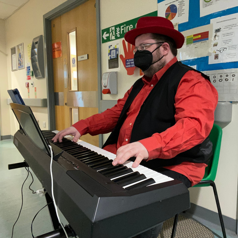 Christopher Lydon performing at UHDB Samuel Johnson Community Hospital on Anna Ward